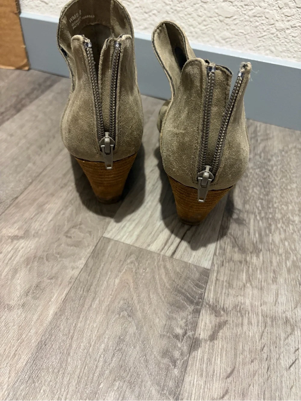 Women’s Taupe Faux Suede Wedge Ankle Booties Size 9